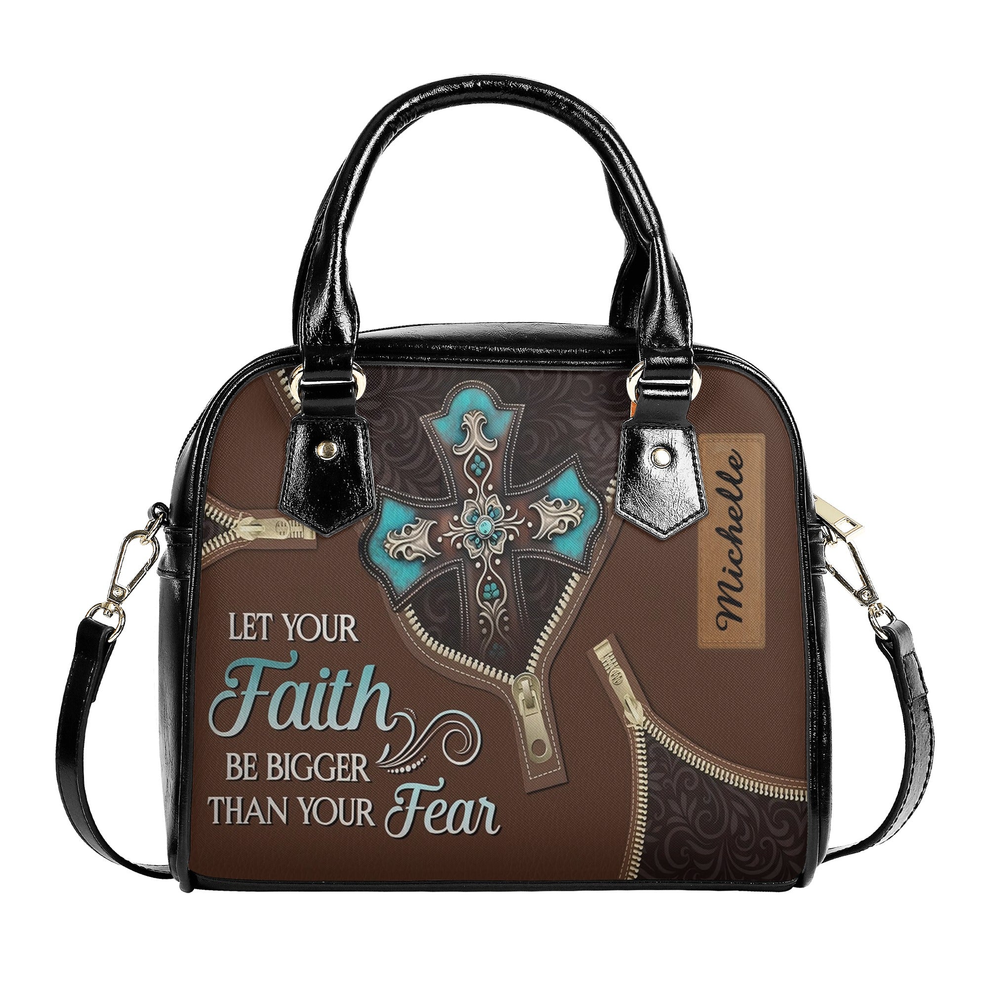 Let Your Faith Be Bigger Than Your Fear Leather Bag, Custom Leather Bag With Bible Verse. BLAF12
